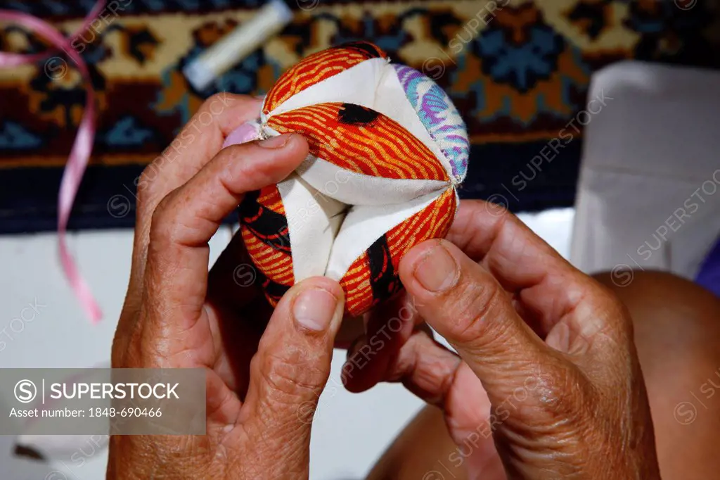 Woman making patchwork, detail hof the ands, artisan, Palalangon, Bandung, Java, Indonesia, Southeast Asia