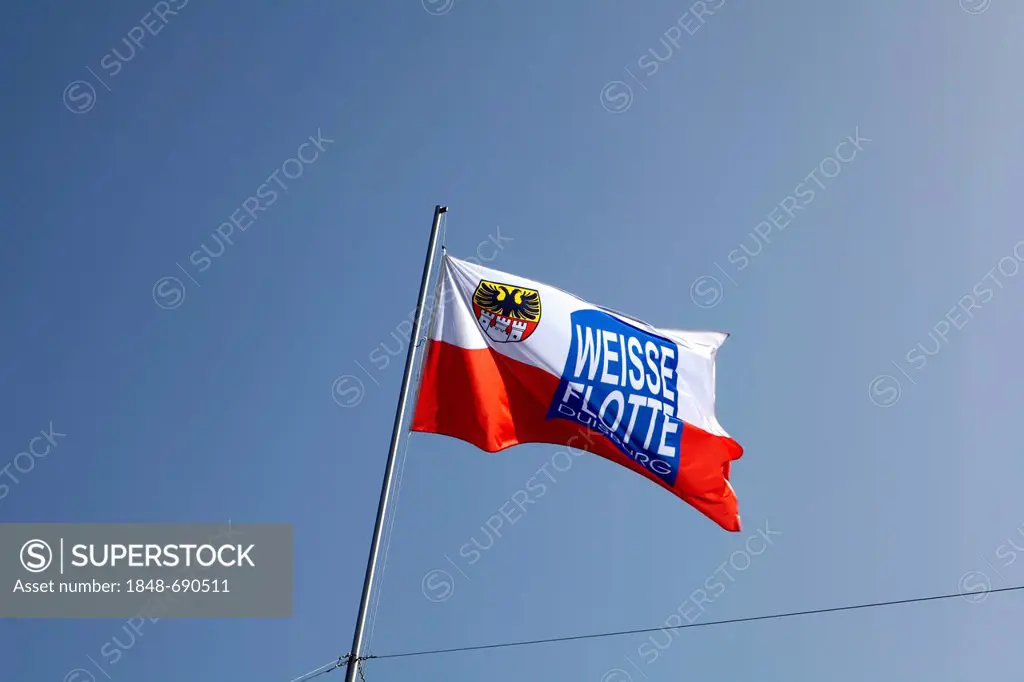 Flag of the white fleet, Duisburg, North Rhine-Westphalia, Germany, Europe