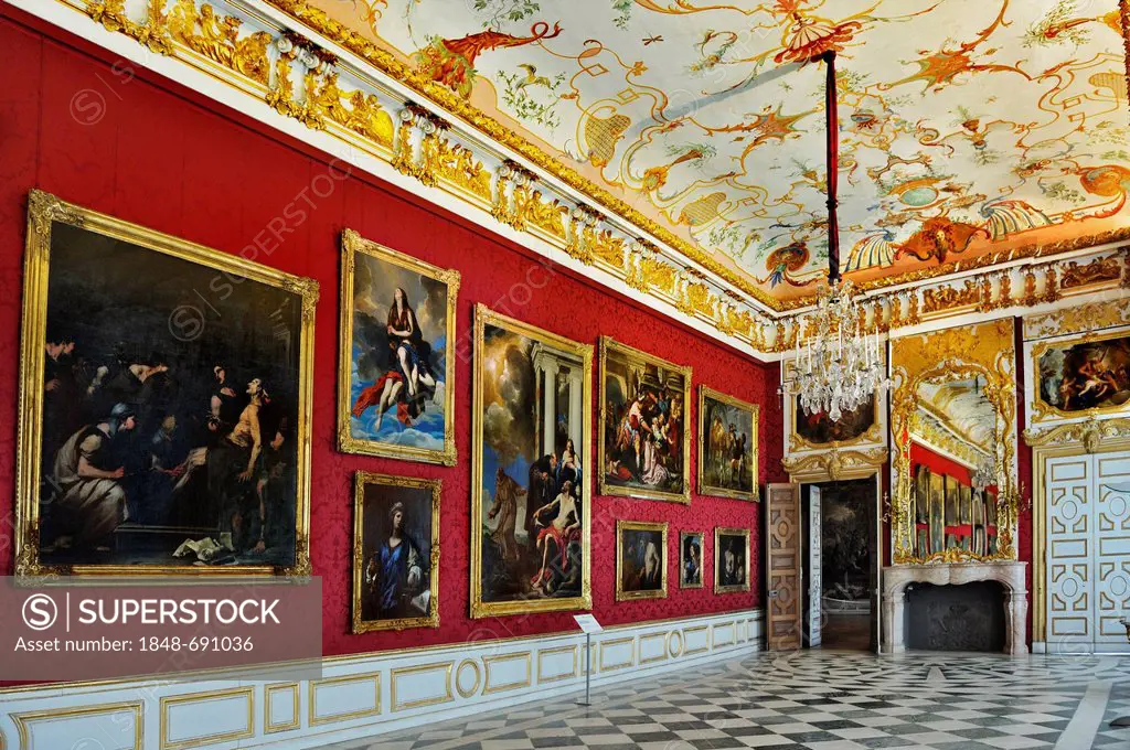 Great Gallery on the first floor, Neues Schloss Schleissheim Palace, Oberschleissheim near Munich, Upper Bavaria, Bavaria, Germany, Europe