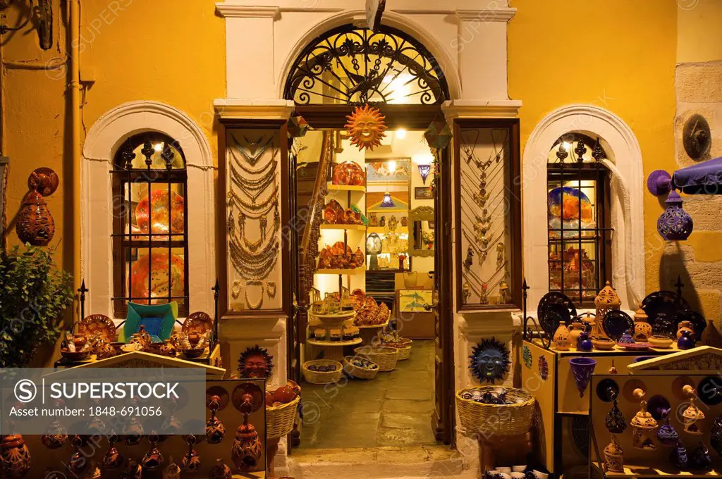 Souvenir shop in the historic district of Chania, Crete, Greece, Europe