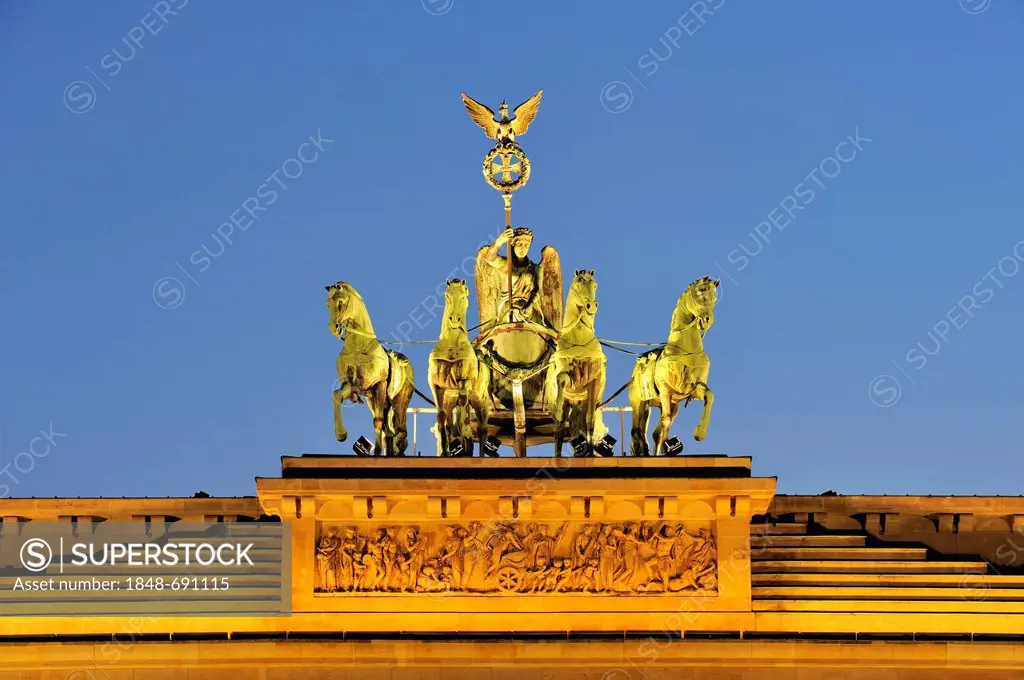 The Quadriga on the Brandenburg Gate in Berlin, Germany, Europe