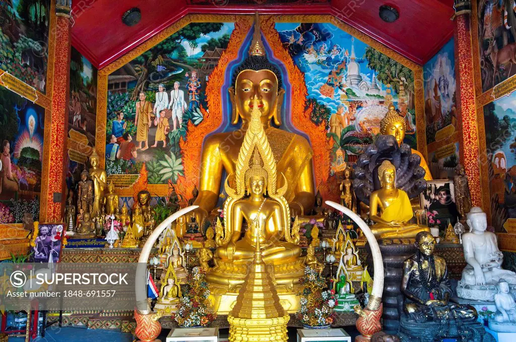Golden Buddha statues, Wat Phra That Doi Suthep, Chiang Mai, Northern Thailand, Thailand, Asia