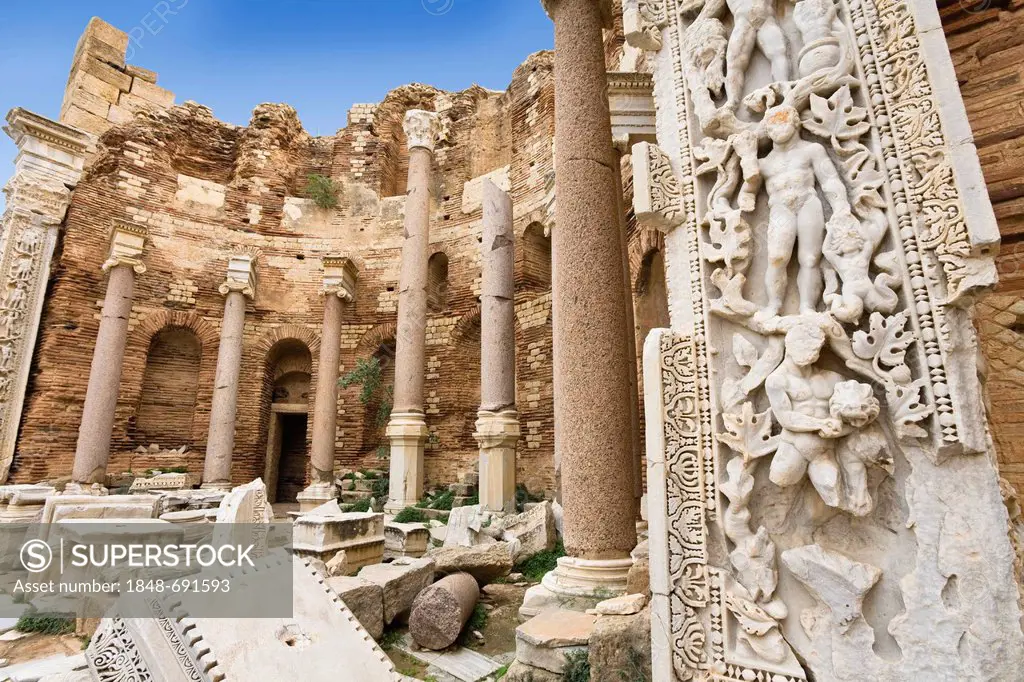 Hercules Apse, Hercules Relief, Severan Basilica, Leptis Magna, Libya, North Africa, Africa
