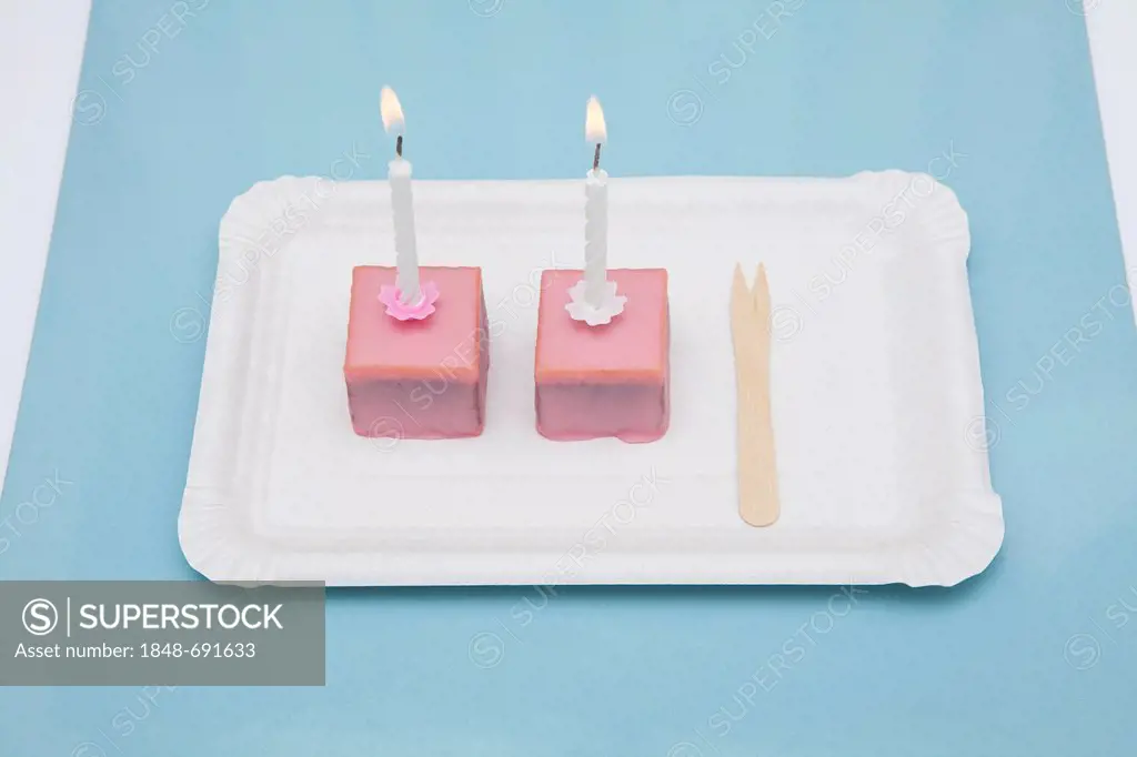 Pink chocolates, birthday candles