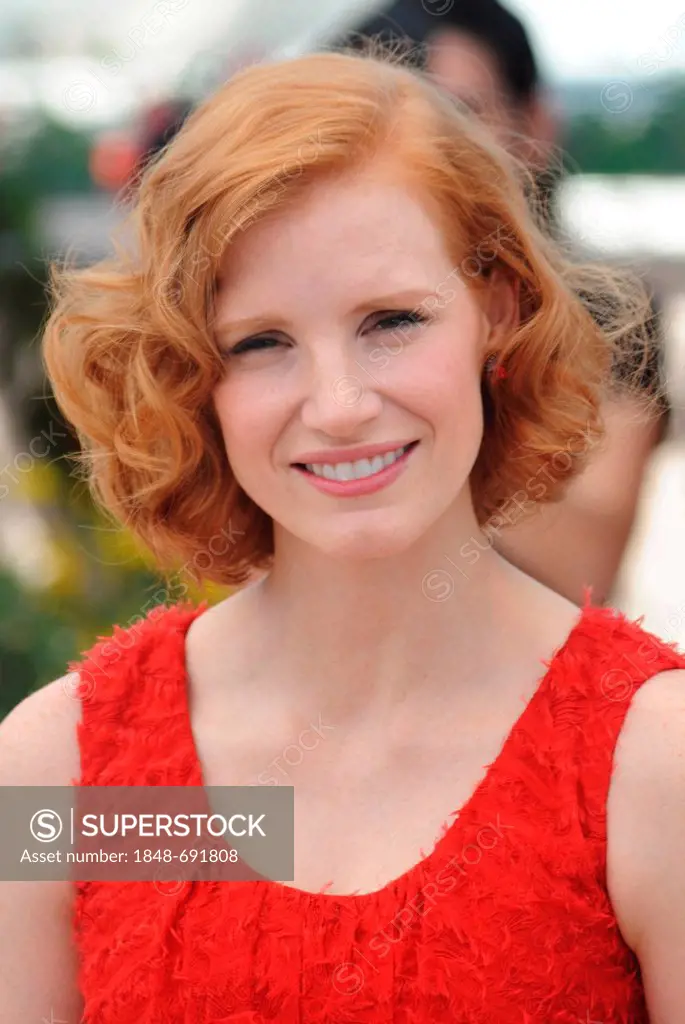 Jessica Chastain, portrait at a photocall for The Tree of Life, 64th International Film Festival of Cannes, 2011, Cannes, France, Europe
