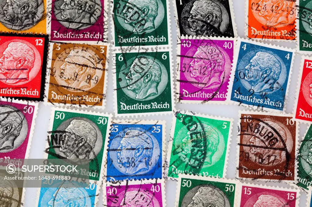 Old stamps, President of the Weimar Republic, Paul Ludwig Hans Anton von Beneckendorff und von Hindenburg, Germany, 1933