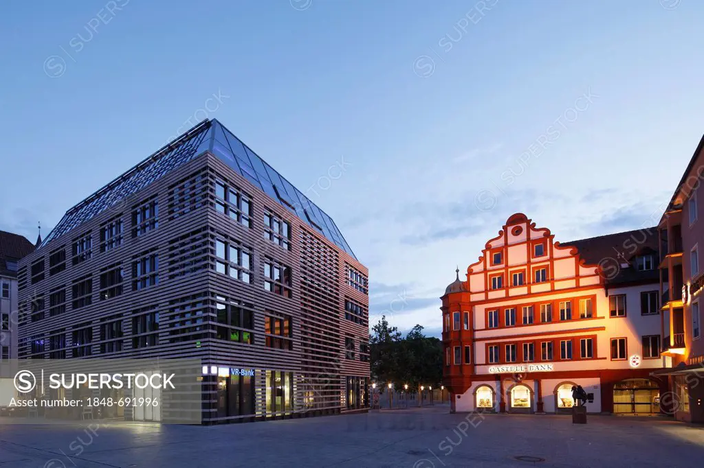 Petrini-Haus, Lower Market Square, Wuerzburg, Lower Franconia, Franconia, Bavaria, Germany, Europe, PublicGround