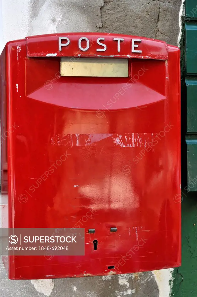 Red letter box, Burano, Venice, Veneto region, Italy