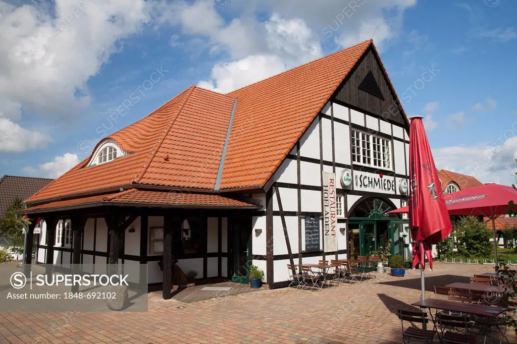 Schmiede Restaurant and farm shop, Mellenthin, Usedom Island, Mecklenburg-Western Pomerania, Baltic Sea, Germany, Europe