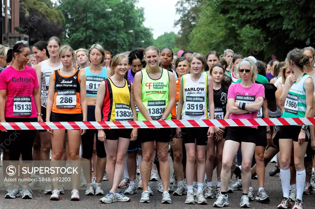 Runners shortly before the start of the Adidas Women's 5k Challenge, Hyde Park, London, England, United Kingdom, Europe