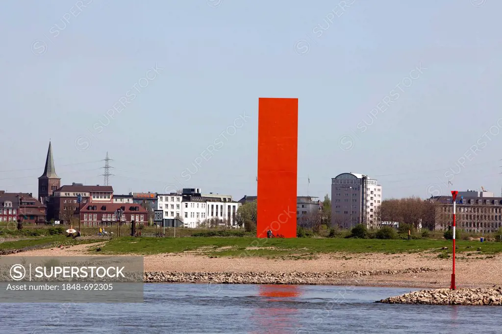 Landmark, sculpture Rheinorange by Lutz Frisch, Ruhrort district, Duisburg, North Rhine-Westphalia, Germany, Europe