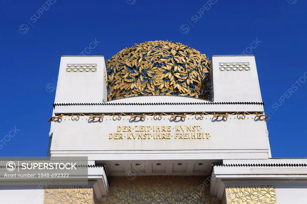 Dome of golden leaves on the roof of the Vienna Secession building, Vienna, Austria, Europe