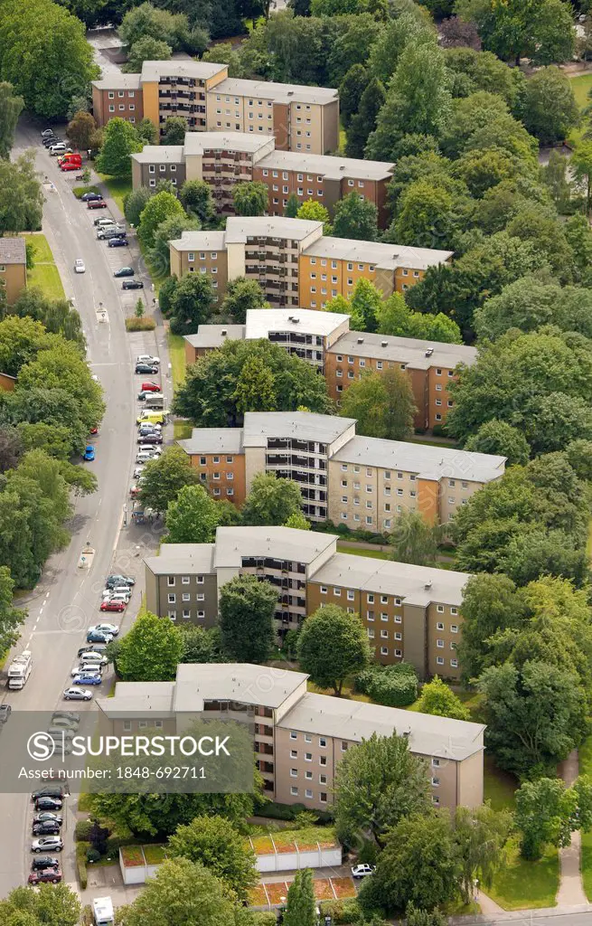 Aerial view, Bissingheim, Am Grossen Feld street, Hagen, Ruhr area, North Rhine-Westphalia, Germany, Europe