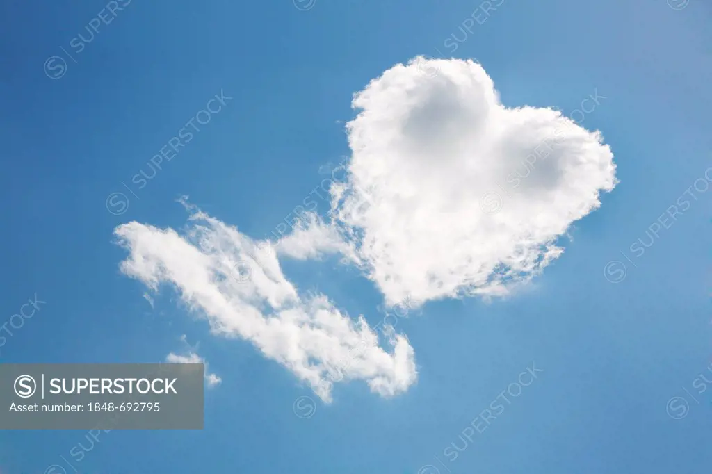 Cloud formations in the shape of a heart, illustration