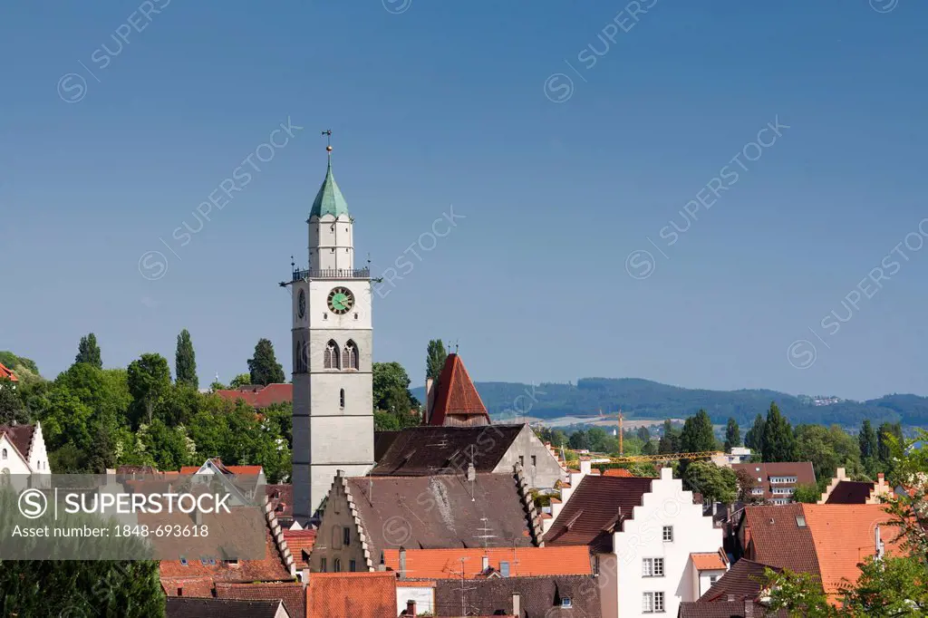 Historic town centre of Ueberlingen with St. Nikolaus Minster, Lake Constance district, Baden-Wuerttemberg, Germany, Europe