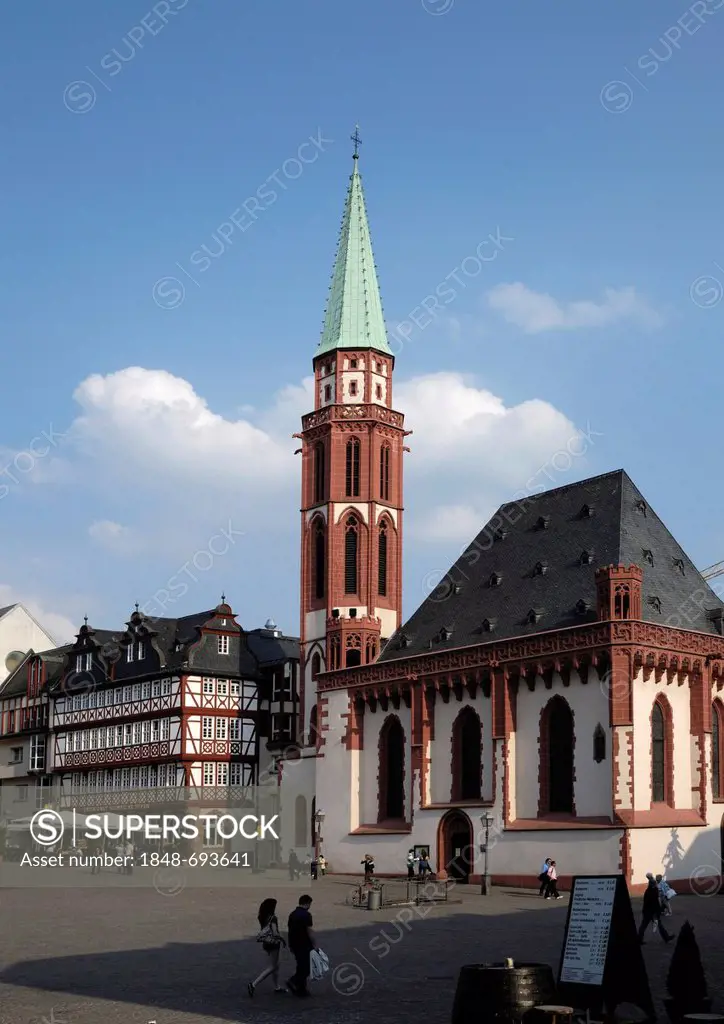 Old Nikolai Church, Roemerberg square, Frankfurt am Main, Hesse, Germany, Europe