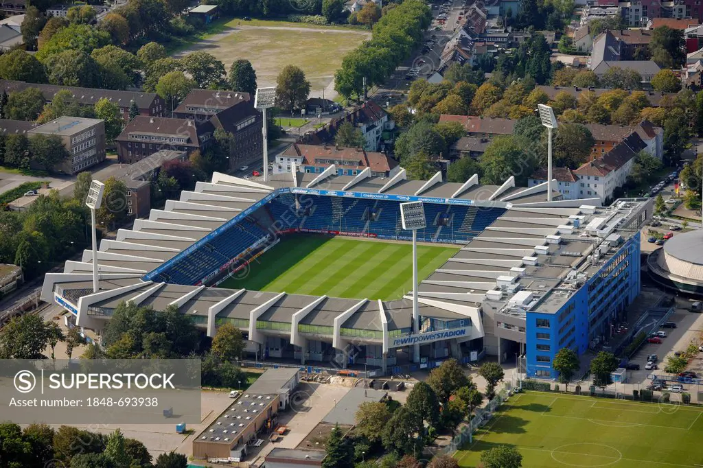 Aerial view, Rewirpowerstadion, Ruhrstadion, stadium of VfL Bochum, Bochum, Ruhr Area, North Rhine-Westphalia, Germany, Europe