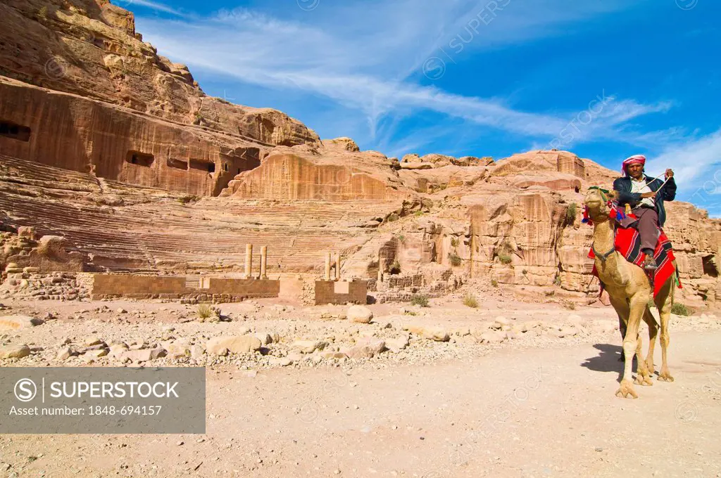 Man riding a camel, Petra, Jordan, Middle East
