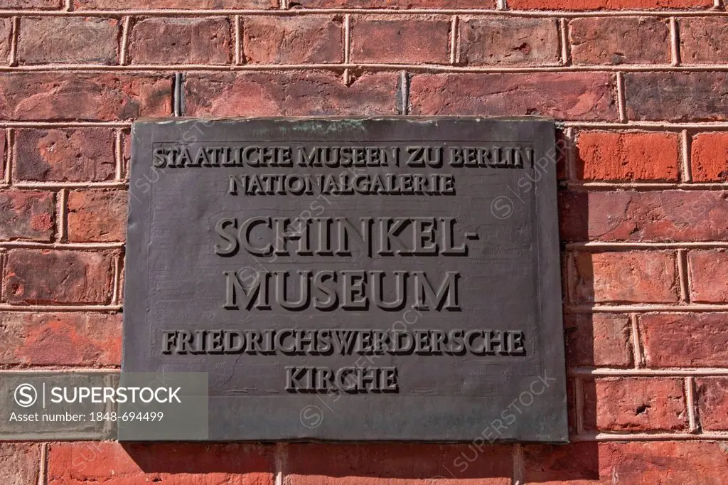 Plaque on the Schinkel Museum, Friedrichswerder Church, Berlin, Germany, Europe