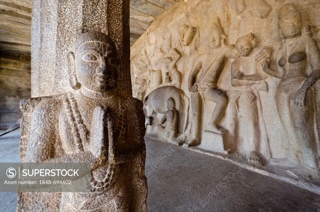 Rockcarvings in Mahabalipuram, Tamil Nadu, India, Asia
