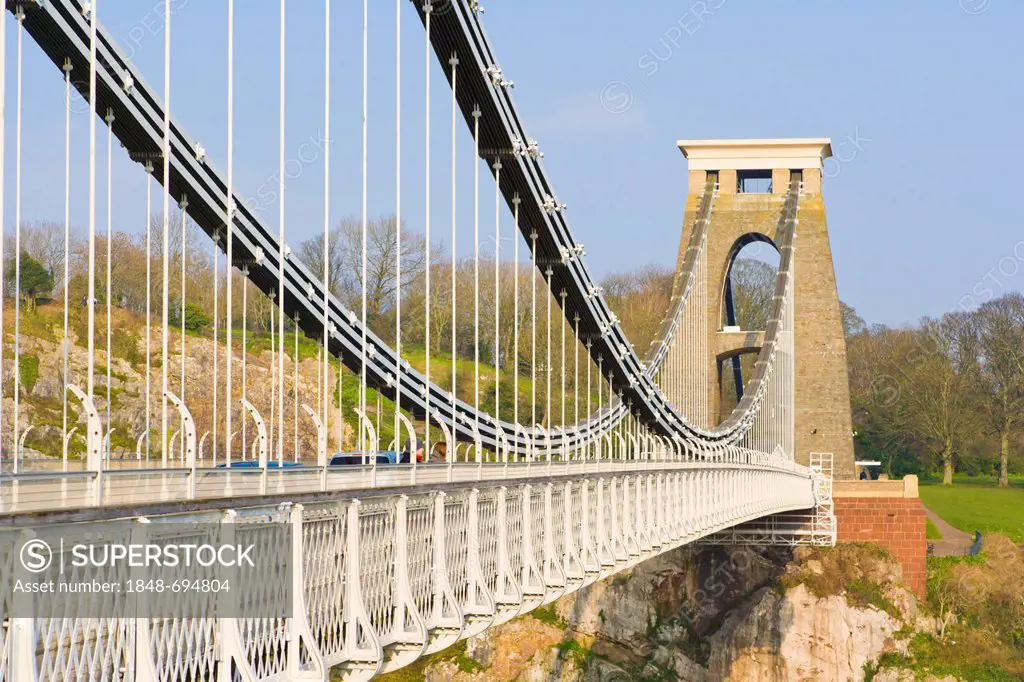 The Clifton Suspension Bridge spanning the Avon Gorge by Isambard Kingdom Brunel, Bristol, Gloucestershire, England, United Kingdom, Europe