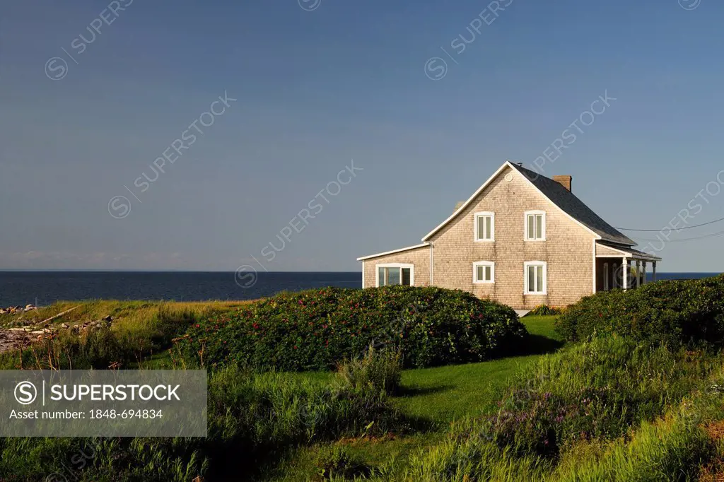 House at the St. Lawrence River, Gaspe Peninsula, Gaspésie, Quebec, Canada