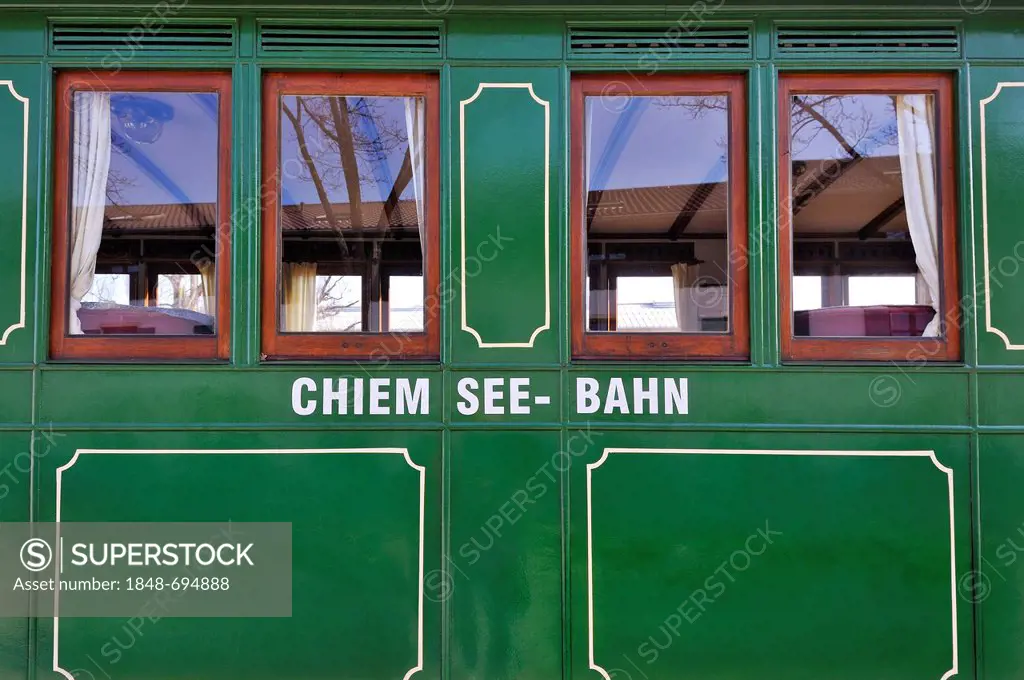 Railway car of the Chiemsee-Bahn train, Bavaria, Germany, Europe
