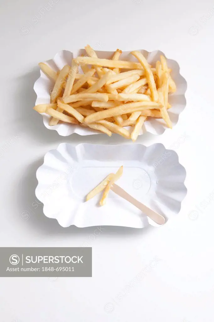 French fries on paper plates, diet