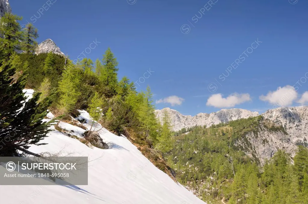 Mountain landscape near Vrsic Pass, Triglav National Park, Slovenia, Europe