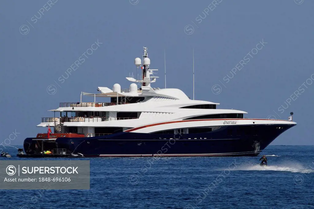 Motor yacht, Anastasia, built by Oceanco, length 85.5 metres, built in 2008, on the Côte d'Azur, Mediterranean, France, Europe