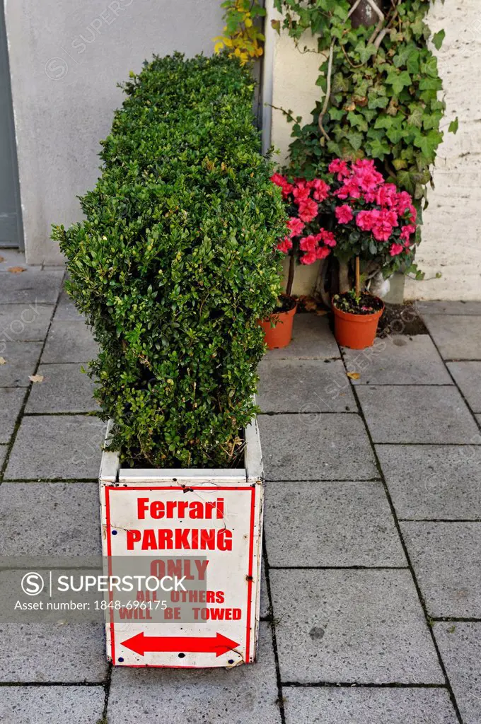 Sign Ferrari parking only, Munich, Bavaria, Germany, Europe