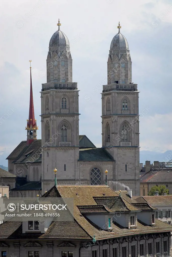 Grossmuenster, Protestant Reformed Church, Zurich, Switzerland, Europe