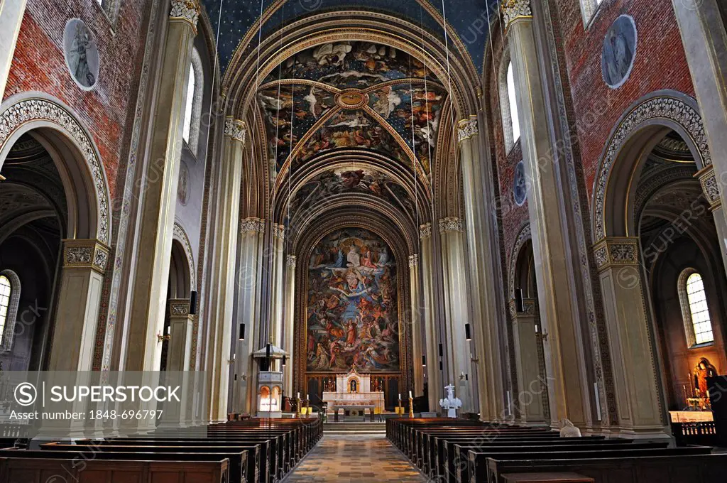 Ludwigskirche, St. Louis Church, nave, Munich, Bavaria, Germany, Europe