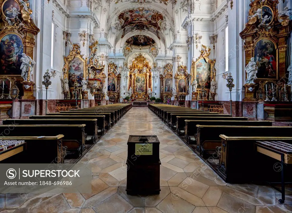 Interior view, Marienmuenster, church of Diessen Monastery, Diessen am Ammersee, Bavaria, Germany, Europe
