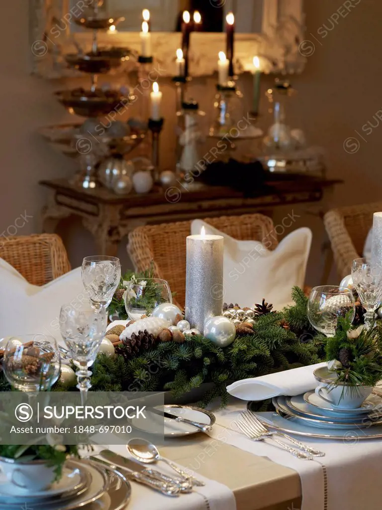 Christmas dining table arranged to create a festive atmosphere