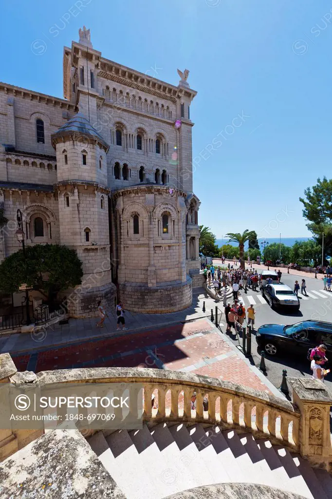 View from the Palace of Justice towards Saint Nicholas Cathedral, Monte Carlo, Principality of Monaco, Côte d'Azur, Mediterranean Sea, Europe, PublicG...