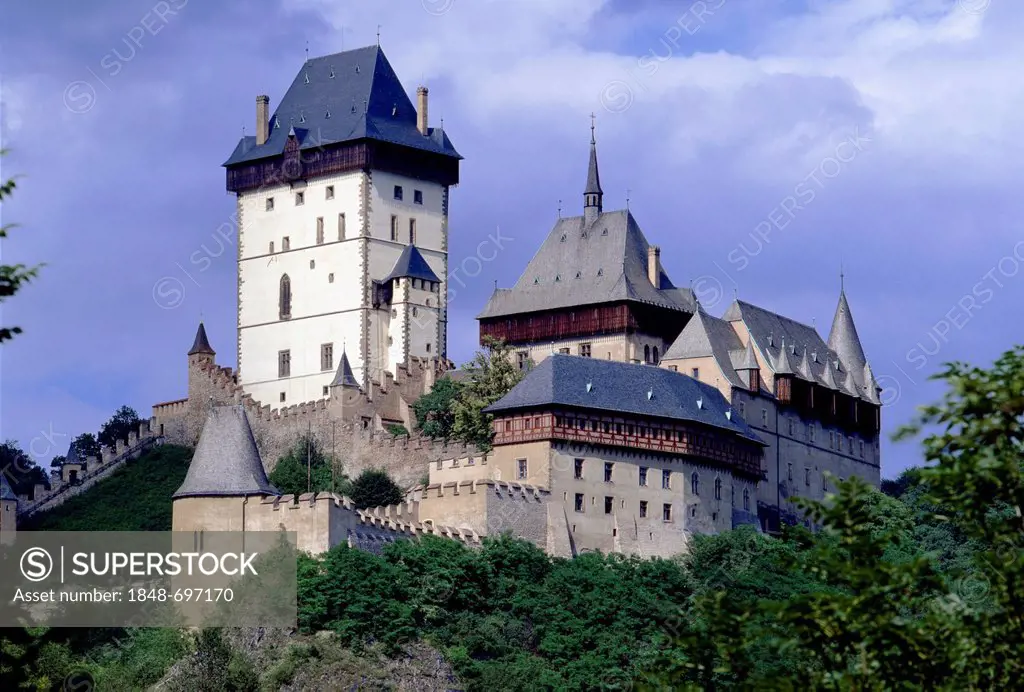 Karlstejn castle, Gothic, seat of Charles IV, Central Bohemia, Czech Republic, Europe