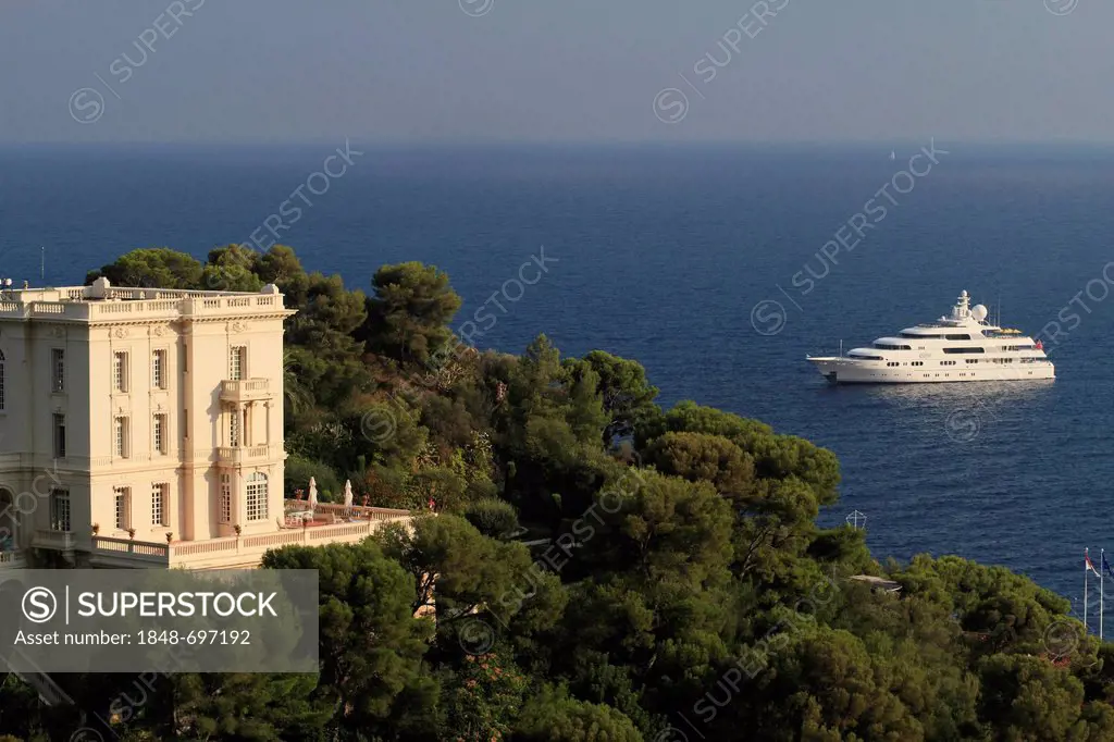 Motor yacht, Apoise, built by Luerssen Yachts, length 67 metres, built in 2006, off Monaco, Côte d'Azur, Mediterranean, France, Europe