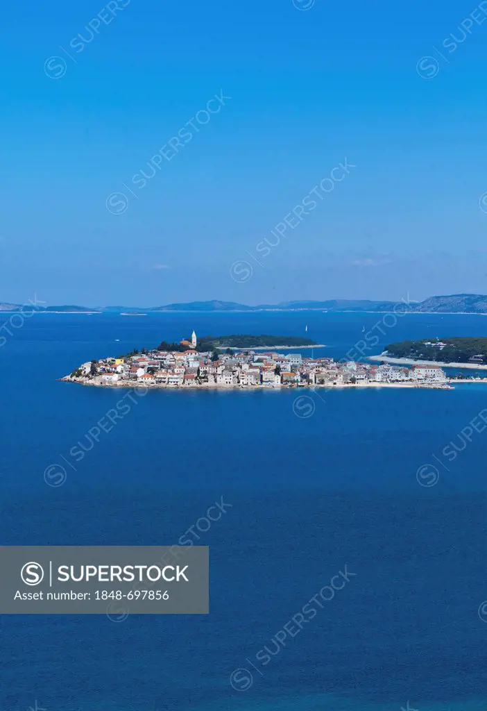 View of Primosten, central Dalmatia, Dalmatia, Adriatic coast, Croatia, Europe, PublicGround