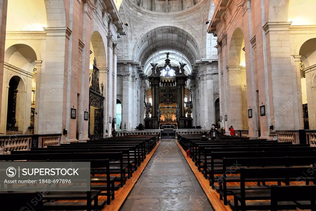 Interior view, Sao Vicente de Fora Monastery, built until 1624, old town, Lisbon, Lisboa, Portugal, Europe