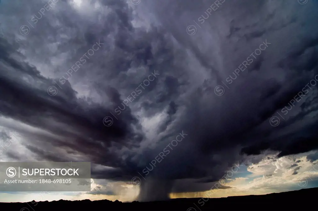 Thunderstorm, storm, clouded sky, evening light, Augrabies Falls National Park, Northern Cape, South Africa, Africa