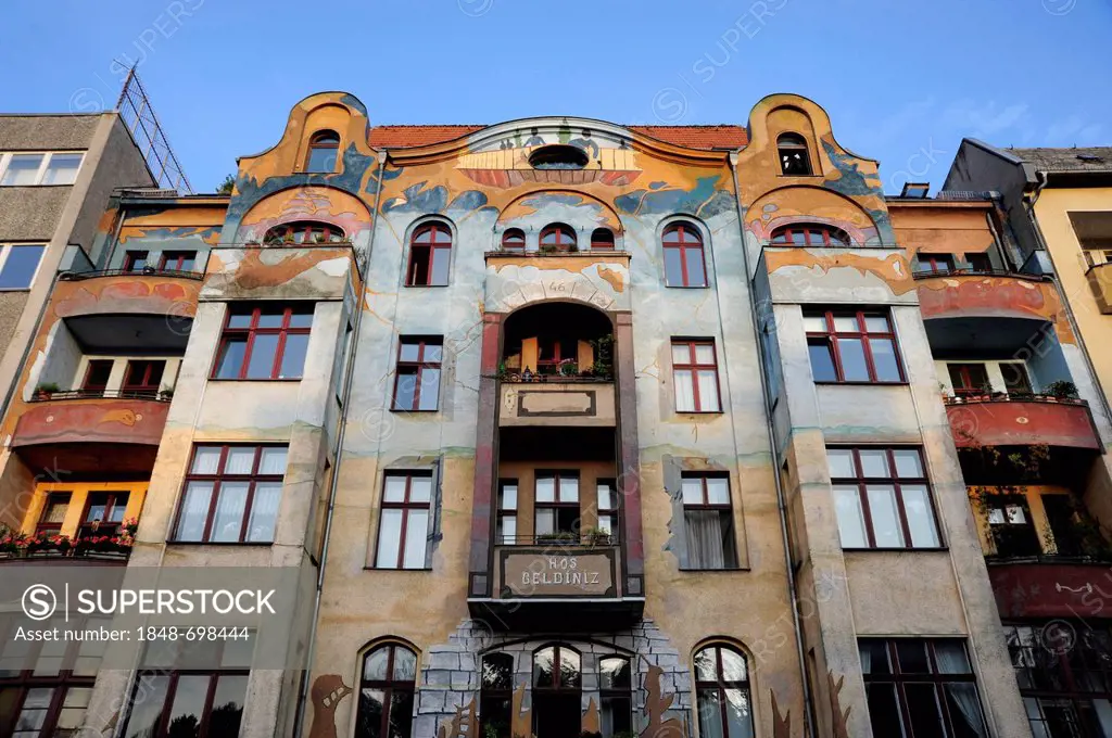 Painted house in Kreuzberg Schlesisches Tor, Berlin, Germany, Europe