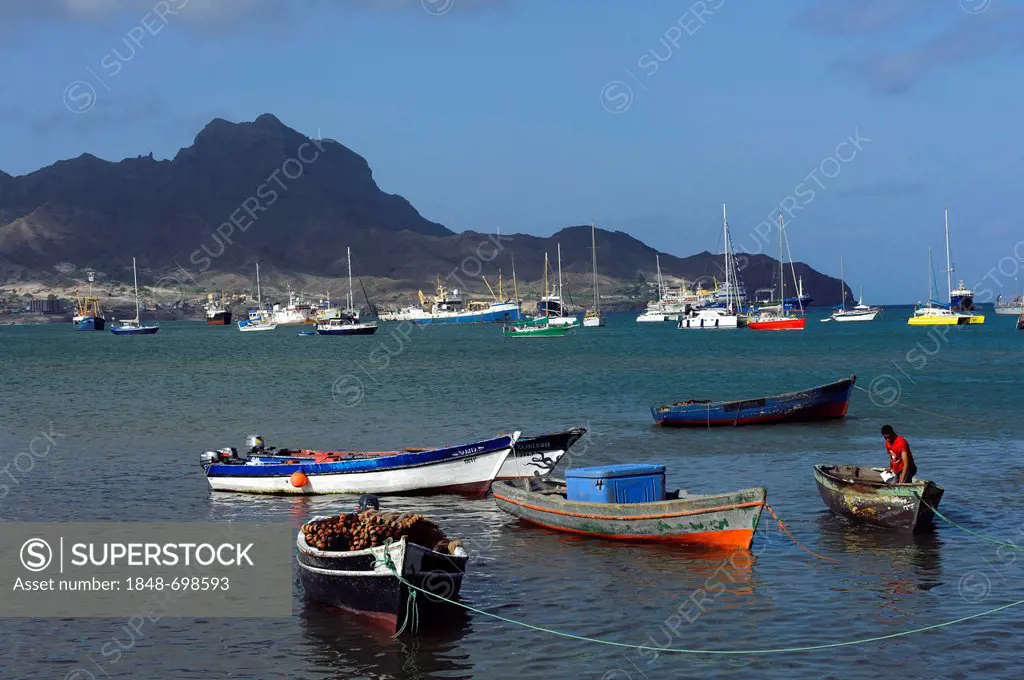 Harbour bay of Mindelo, Sao Vicente, Cape Verde, Africa