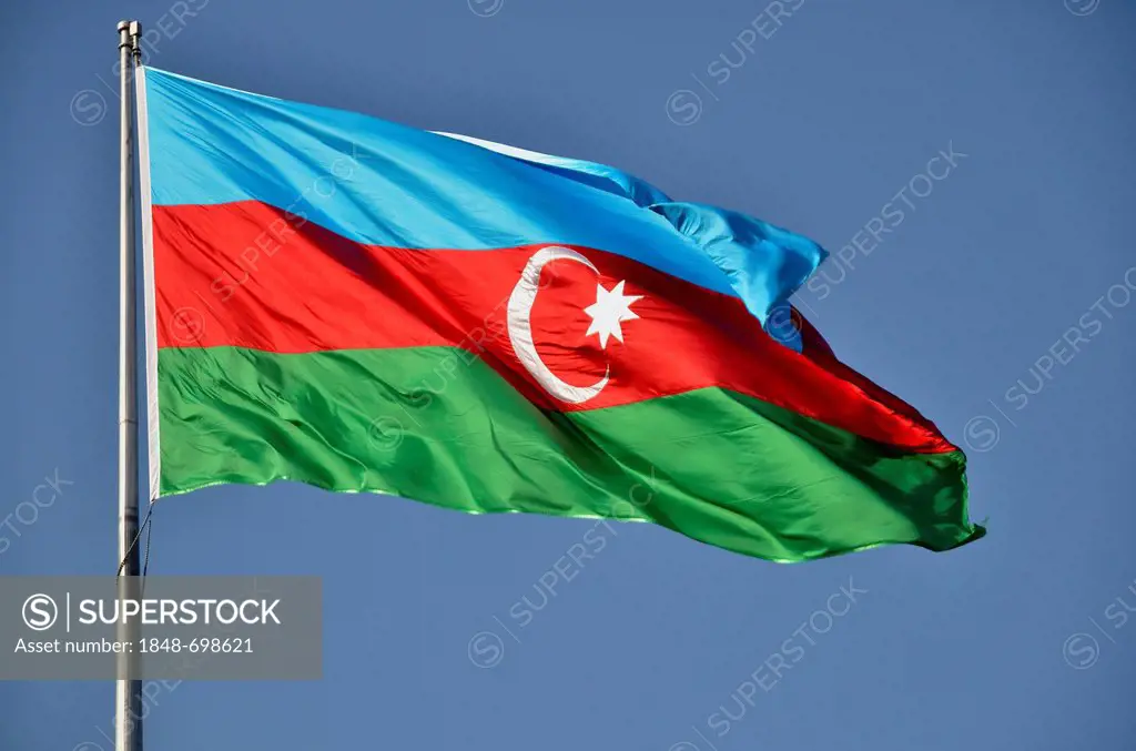 National flag of Azerbaijan, Caucasus, Middle East, Asia