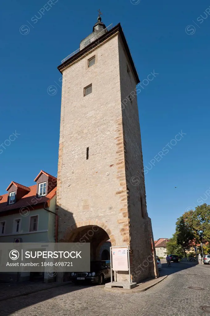 Gaibacher Tor gate, Krakenturm tower, Volkach, Lower Franconia, Franconia, Germany