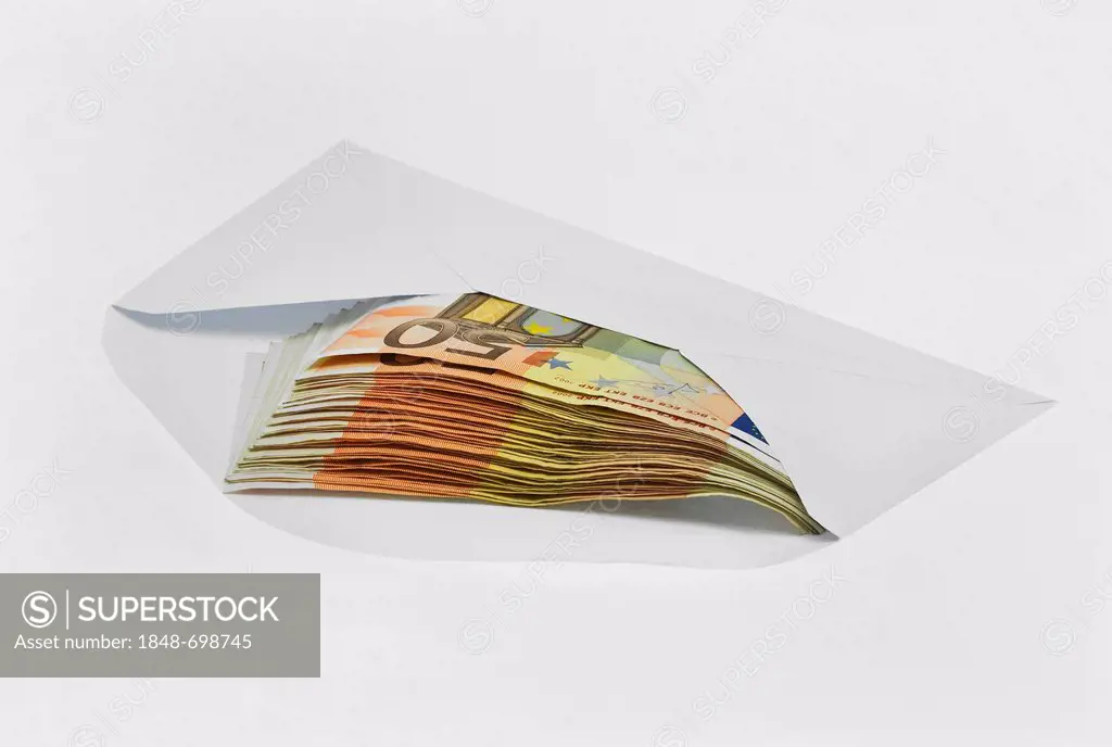 Envelope with 50-euro banknotes, bribe money, black money