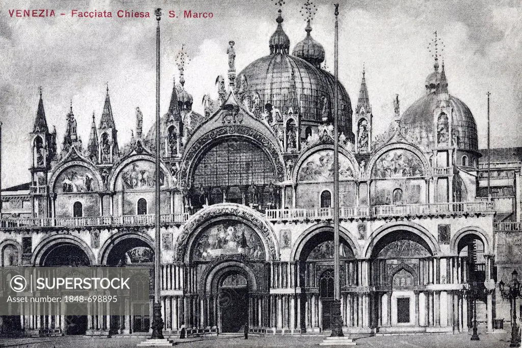 San Marco, St Mark's Basilica, Venice, Italy, around 1900, historic postcard, Italy, Europe