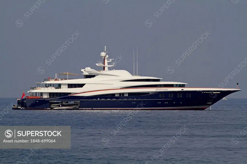Motor yacht, Anastasia, built by Oceanco, length 85.5 metres, built in 2008, on the Côte d'Azur, Mediterranean, France, Europe
