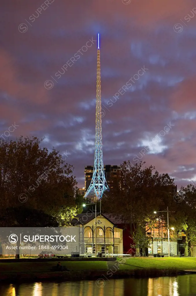 The spire of The Arts Centre and Theatres Building, part of the Victorian Arts Centre in Melbourne, Victoria, Australia