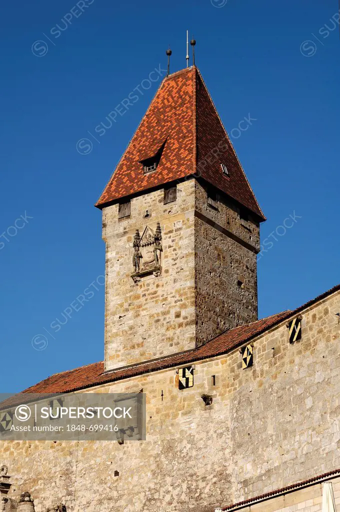 Bulgarenturm tower of the Veste Coburg castle, mentioned in documents in 1225, triple castle ring, early 15th century, Veste Coburg 1, Coburg, Upper F...